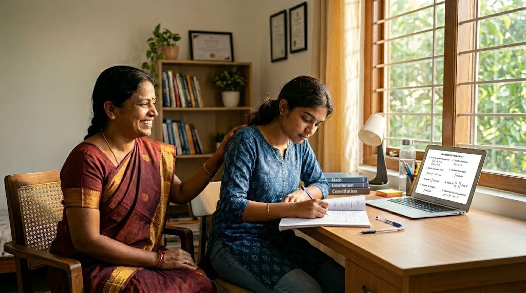 A graduate with her family